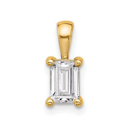 14k Yellow Gold 3/4 Ct. Certified Lab Grown Diamond VS/SI+ G+ Emerald Four Prong Pendant