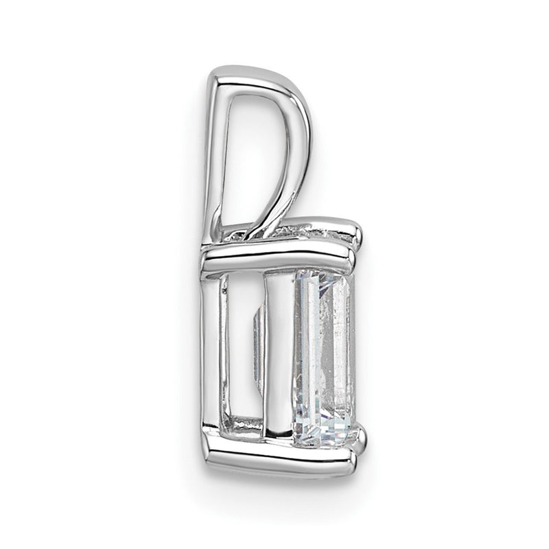 14k White Gold 1 Ct. Lab Grown Diamond VS/SI+ G+ Emerald Complete Four Prong Pendant