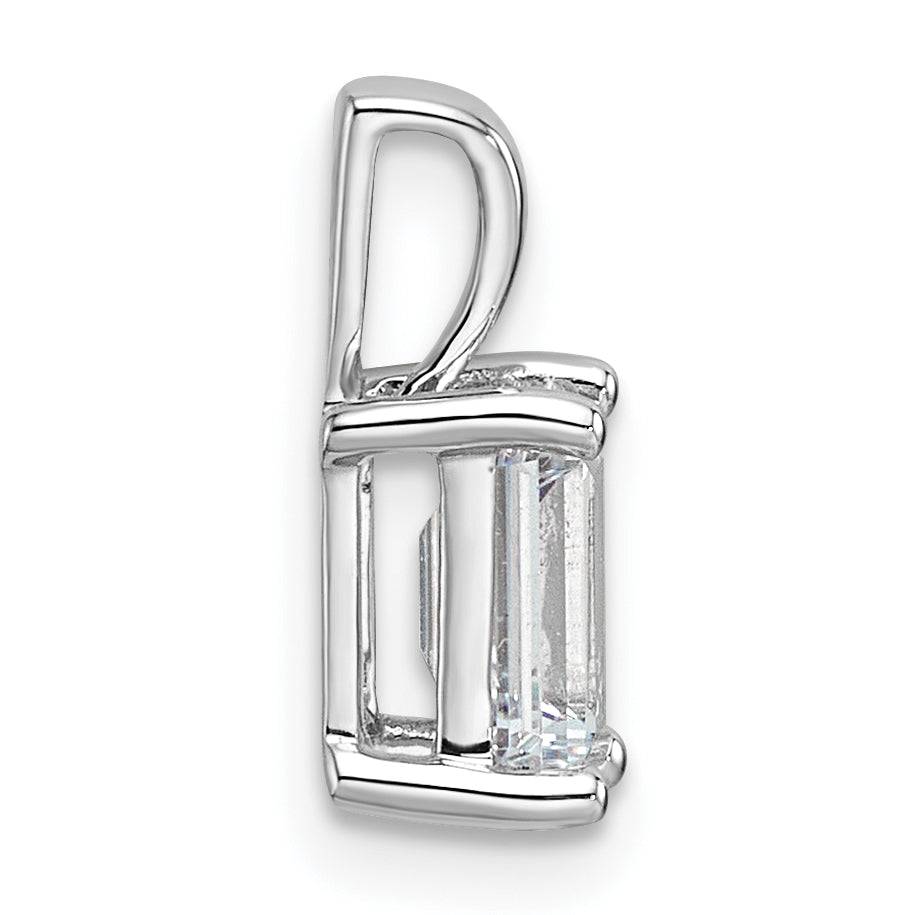14k White Gold 1 Ct. Lab Grown Diamond VS/SI+ G+ Emerald Four Prong Pendant