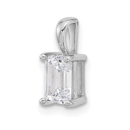 14k White Gold 1 Ct. Lab Grown Diamond VS/SI+ G+ Emerald Complete Four Prong Pendant
