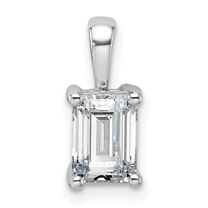 14k White Gold 1 Ct. Lab Grown Diamond VS/SI+ G+ Emerald Four Prong Pendant