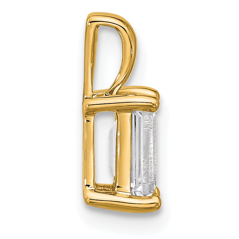 14k Yellow Gold 14k 1 carat Lab Grown Diamond VS/SI+ G+ Emerald Complete Four Prong Pendant