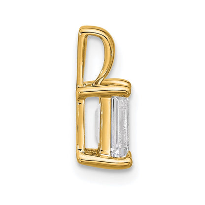 14K Yellow Gold 1 Carat Lab Grown Diamond Vs+ F+ Emerald Complete Four Prong Pendant