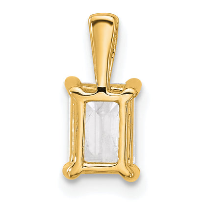 14k Yellow Gold 14k 1 carat Lab Grown Diamond VS/SI+ G+ Emerald Complete Four Prong Pendant