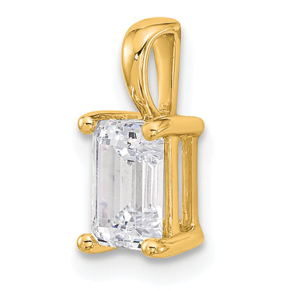 14k Yellow Gold 14k 1 carat Lab Grown Diamond VS/SI+ G+ Emerald Complete Four Prong Pendant