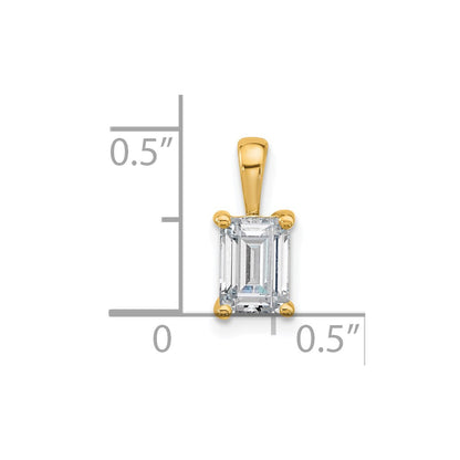 14k Yellow Gold 1 Ct. Certified Lab Grown Diamond VS/SI+ G+ Emerald Complete Four Prong Pendant