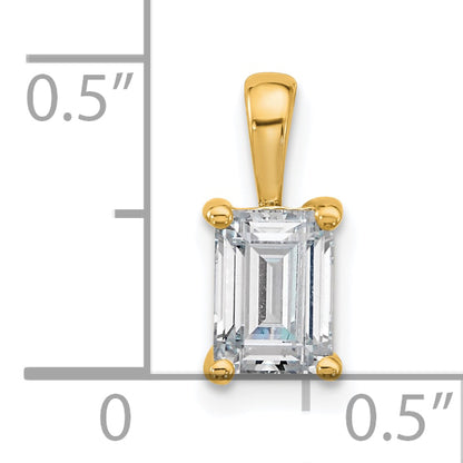 14k Yellow Gold 14k 1 carat Lab Grown Diamond VS/SI+ G+ Emerald Complete Four Prong Pendant