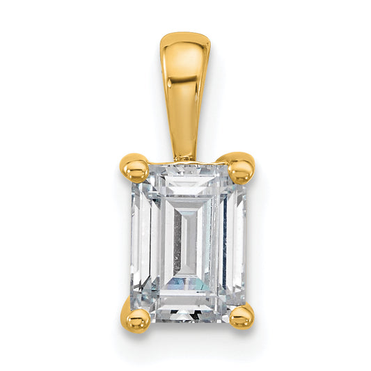 14k Yellow Gold 14k 1 carat Lab Grown Diamond VS/SI+ G+ Emerald Complete Four Prong Pendant