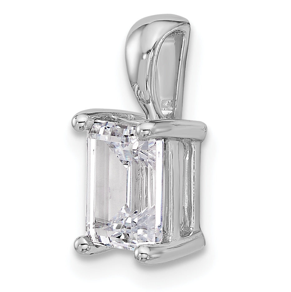 14k White Gold 1 1/2 Ct. Lab Grown Diamond VS/SI+ G+ Emerald Four Prong Pendant