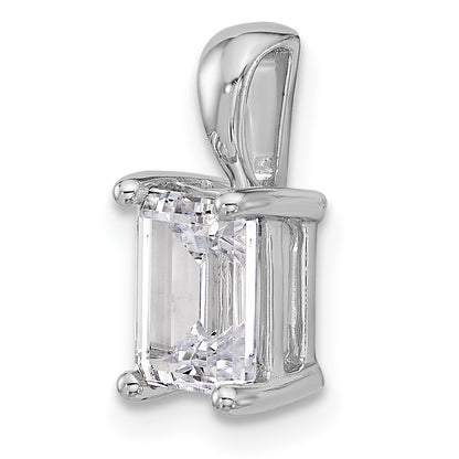14k White Gold 1 1/2 Ct. Lab Grown Diamond VS/SI+ G+ Emerald Four Prong Pendant