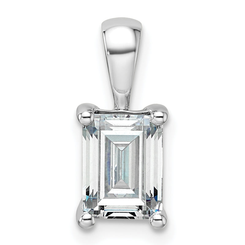 14k White Gold 1 1/2 Ct. Lab Grown Diamond VS/SI+ G+ Emerald Four Prong Pendant
