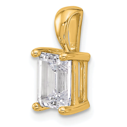 14k Yellow Gold 1 1/2 Ct. Certified Lab Grown Diamond VS/SI+ G+ Emerald Four Prong Pendant