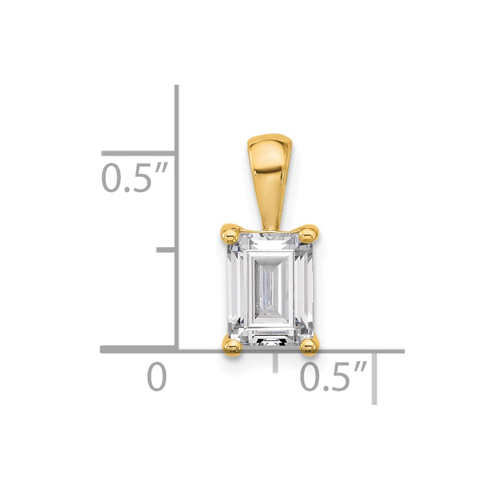 14K Yellow Gold 1 1/2 Carat Lab Grown Diamond Vs/Si+ G+ Emerald Complete Four Prong Pendant