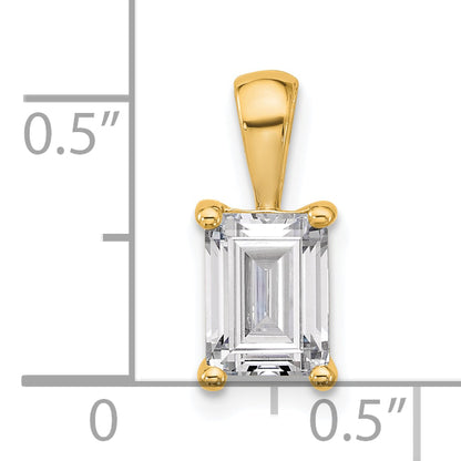 14k Yellow Gold 1 1/2 Ct. Certified Lab Grown Diamond VS/SI+ G+ Emerald Four Prong Pendant