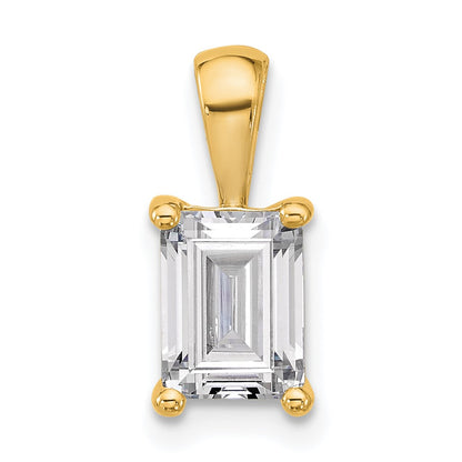 14K Yellow Gold 1 1/2 Carat Certified Lab Grown Diamond Vs+ F+ Emerald Complete Four Prong Pendant