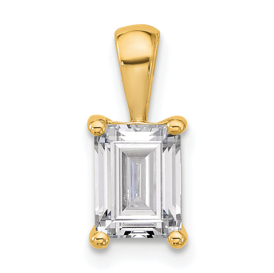 14K Yellow Gold 1 1/2 Carat Lab Grown Diamond Vs/Si+ G+ Emerald Complete Four Prong Pendant