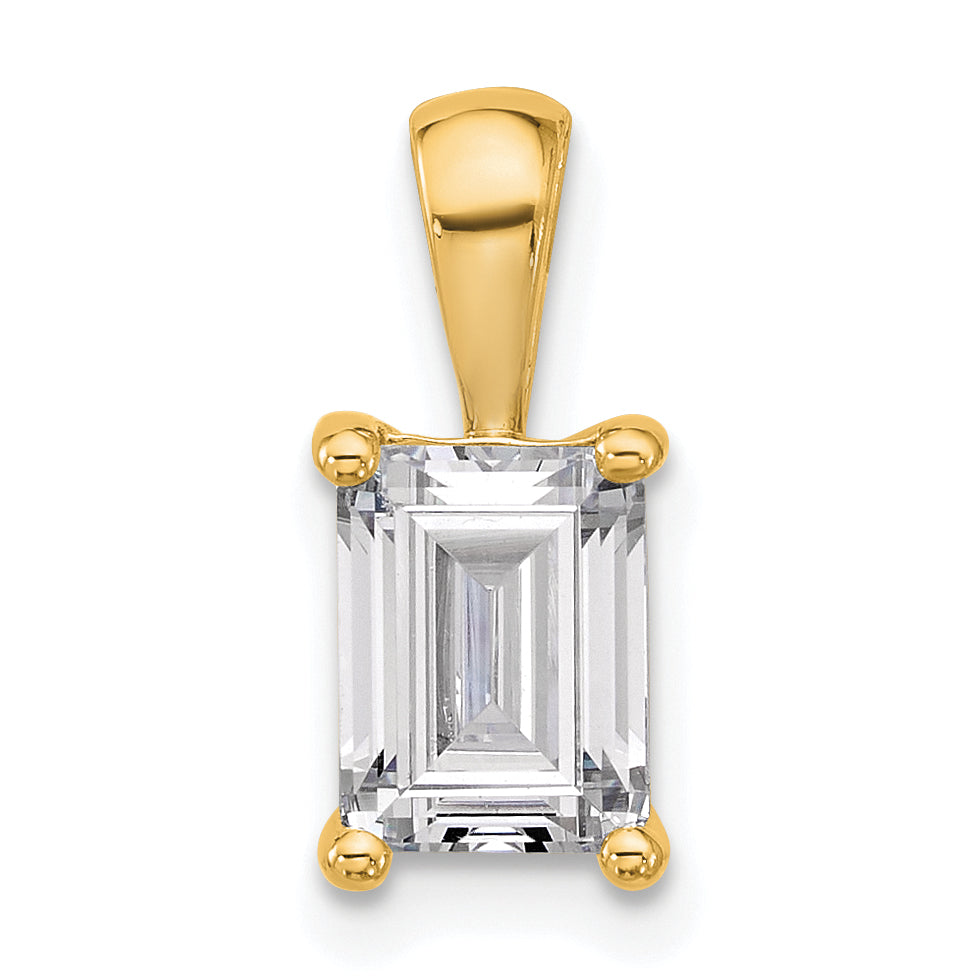 14k Yellow Gold 1 1/2 Ct. Certified Lab Grown Diamond VS/SI+ G+ Emerald Four Prong Pendant