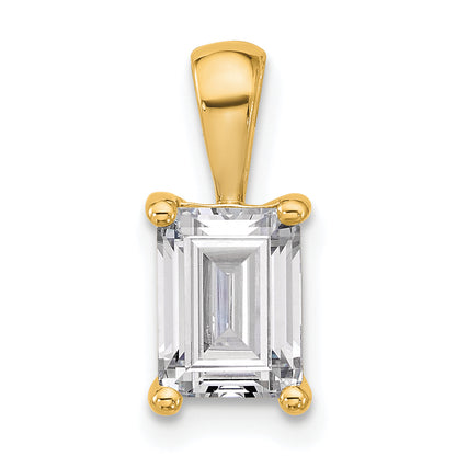 14k Yellow Gold 1 1/2 Ct. Certified Lab Grown Diamond VS/SI+ G+ Emerald Four Prong Pendant