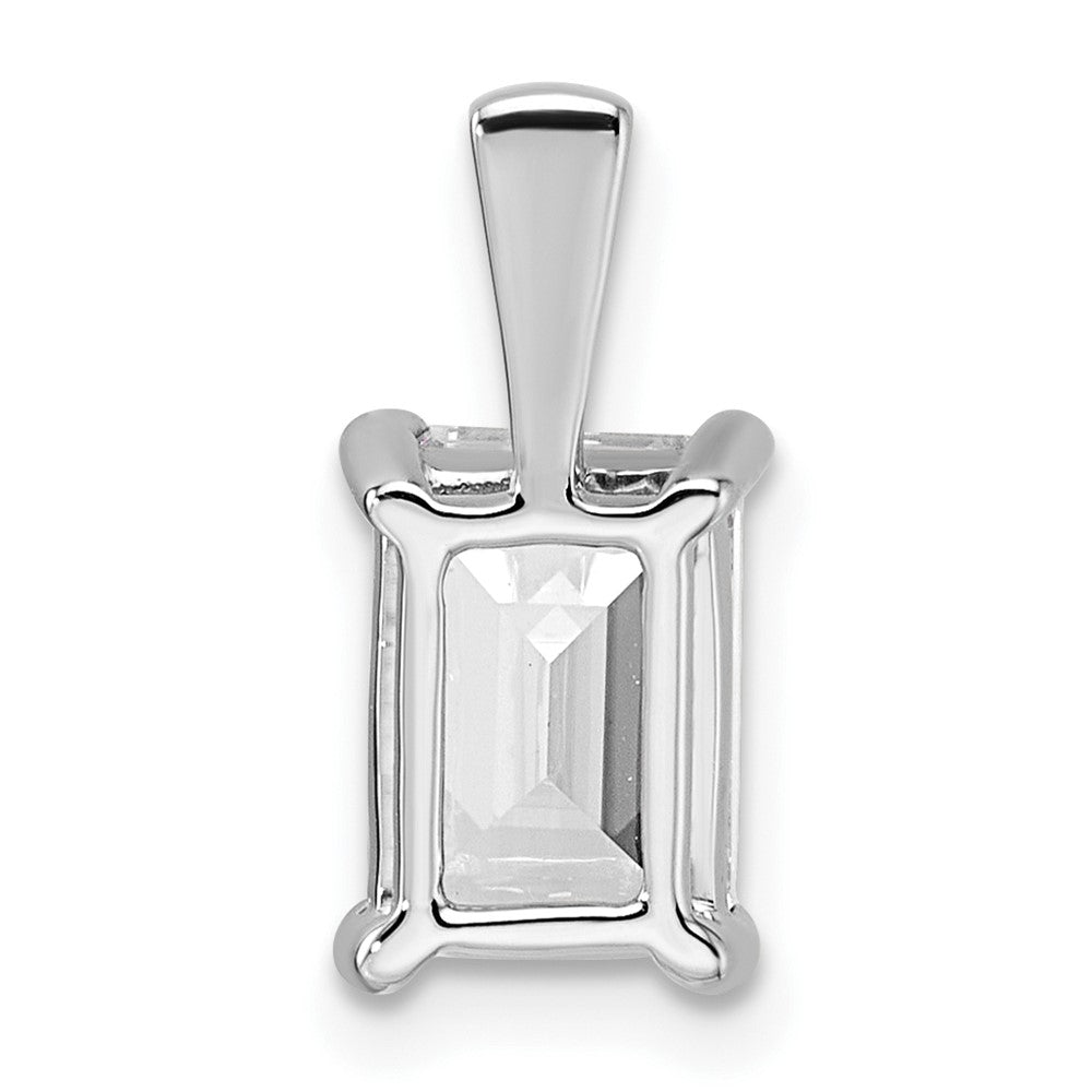 14K White Gold 2 Carat Lab Grown Diamond Vs+ F+ Emerald Complete Four Prong Pendant