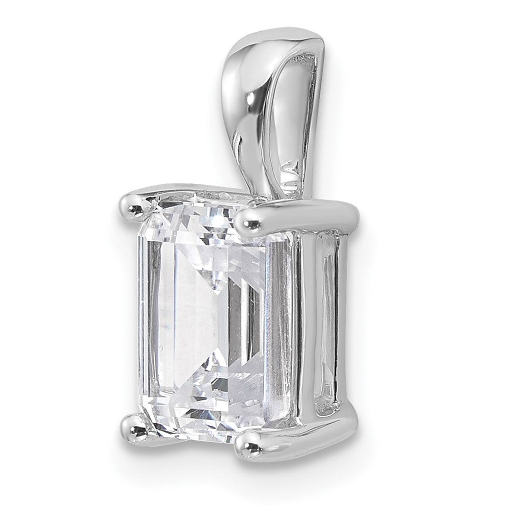 14K White Gold 2 Carat Lab Grown Diamond Vs+ F+ Emerald Complete Four Prong Pendant