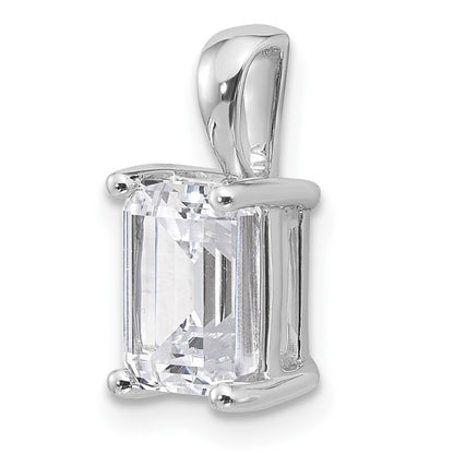 14K White Gold 2 Carat Lab Grown Diamond Vs+ F+ Emerald Complete Four Prong Pendant