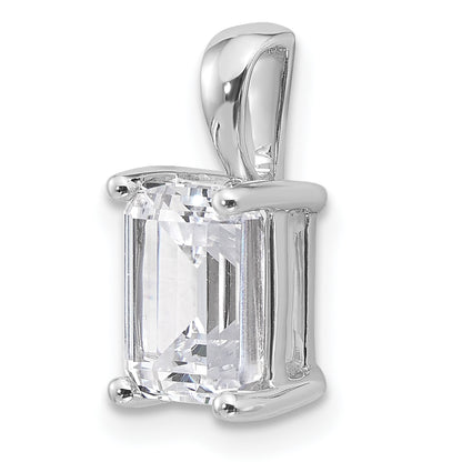 14k White Gold 2 Ct. Lab Grown Diamond VS/SI+ G+ Emerald Four Prong Pendant