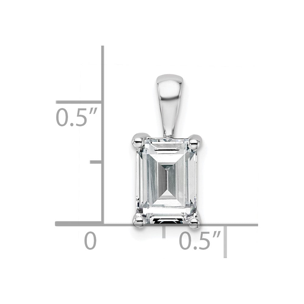 14K White Gold 2 Carat Lab Grown Diamond Vs+ F+ Emerald Complete Four Prong Pendant