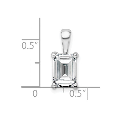 14K White Gold 2 Carat Lab Grown Diamond Vs+ F+ Emerald Complete Four Prong Pendant