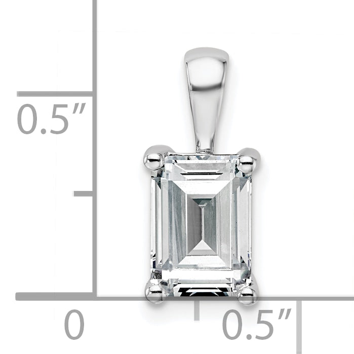 14k White Gold 2 Ct. Lab Grown Diamond VS/SI+ G+ Emerald Four Prong Pendant