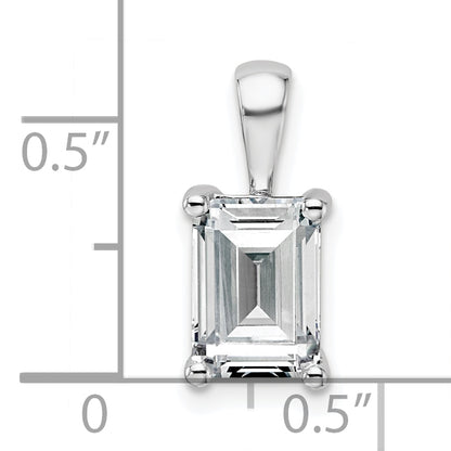 14k White Gold 2 Ct. Lab Grown Diamond VS/SI+ G+ Emerald Four Prong Pendant