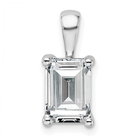 14k White Gold 2 Ct. Certified Lab Grown Diamond VS/SI+ G+ Emerald Complete Four Prong Pendant
