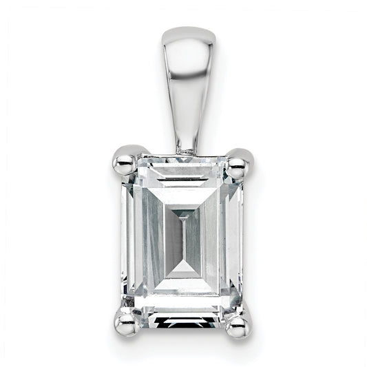 14k White Gold 2 Ct. Lab Grown Diamond VS/SI+ G+ Emerald Four Prong Pendant
