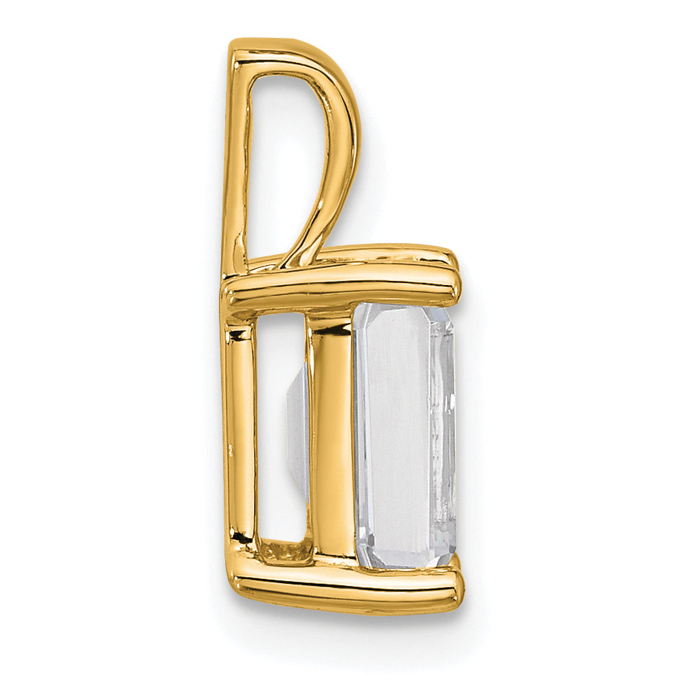 14k Yellow Gold 2 Ct. Lab Grown Diamond VS/SI+ G+ Emerald Four Prong Pendant
