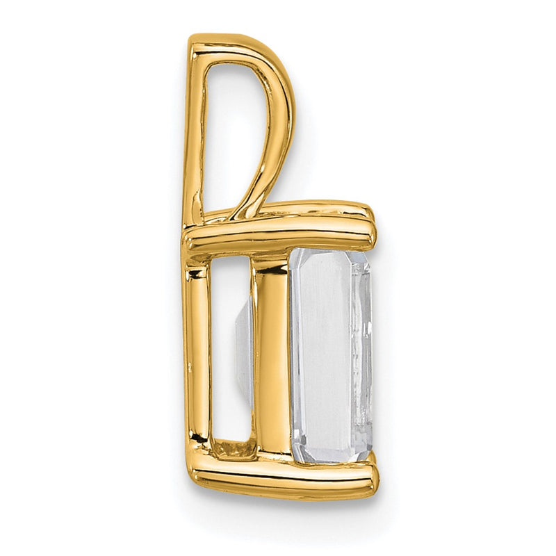 14K Yellow Gold 2 Carat Certified Lab Grown Diamond Vs+ F+ Emerald Complete Four Prong Pendant