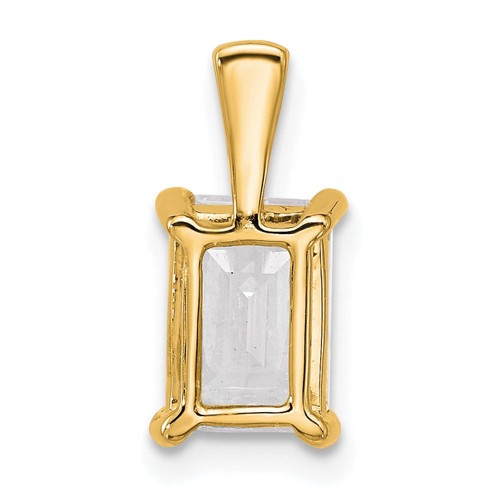 14K Yellow Gold 2 Carat Certified Lab Grown Diamond Vs+ F+ Emerald Complete Four Prong Pendant