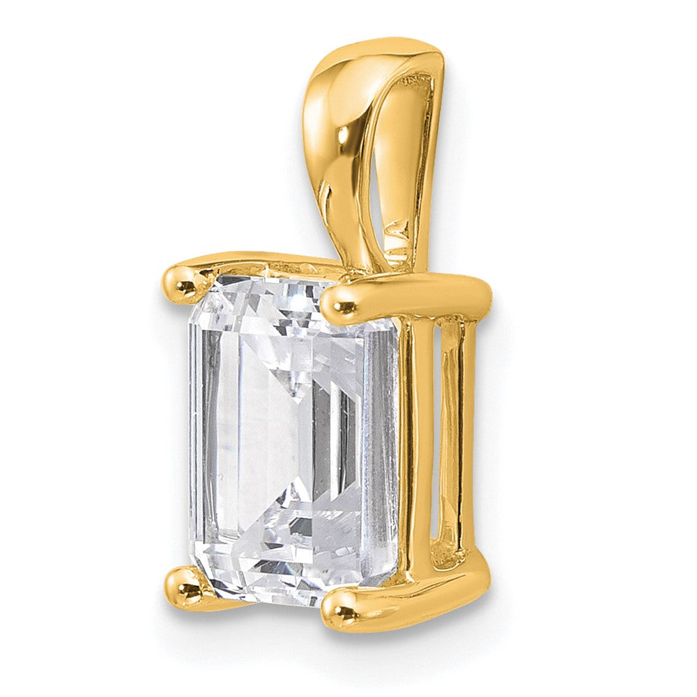 14K Yellow Gold 2 Carat Certified Lab Grown Diamond Vs+ F+ Emerald Complete Four Prong Pendant