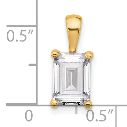 14k Yellow Gold 2 Ct. Lab Grown Diamond VS/SI+ G+ Emerald Four Prong Pendant