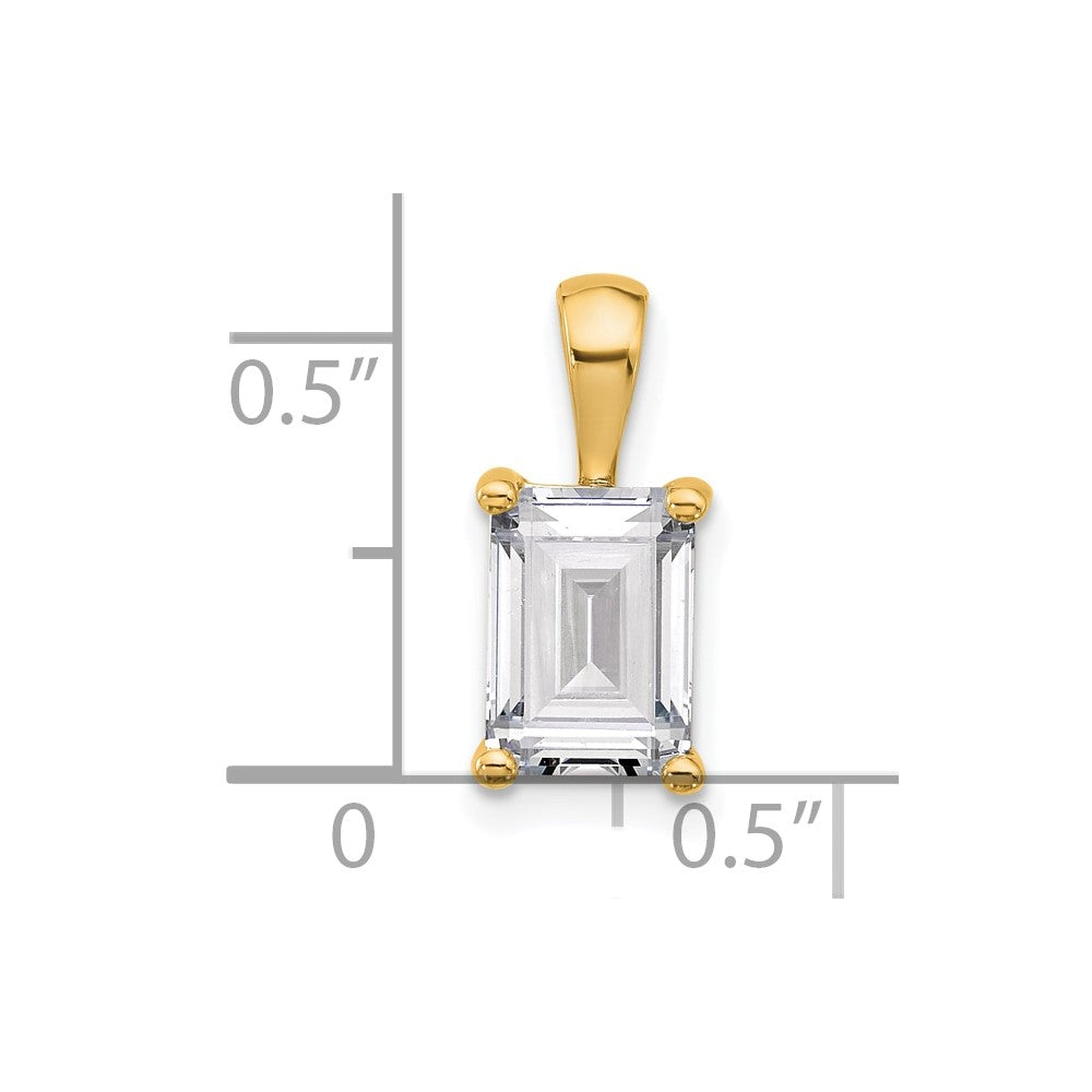 14K Yellow Gold 2 Carat Certified Lab Grown Diamond Vs+ F+ Emerald Complete Four Prong Pendant