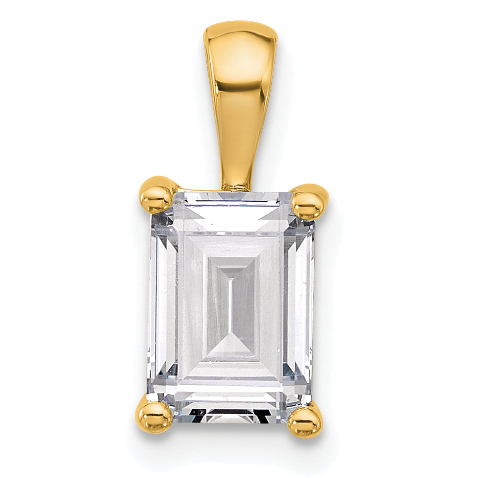 14k Yellow Gold 2 Ct. Lab Grown Diamond VS/SI+ G+ Emerald Four Prong Pendant