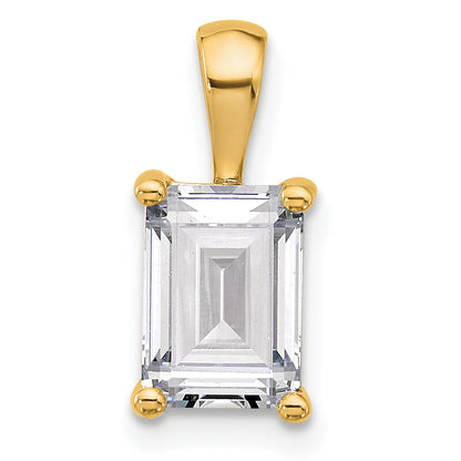 14k Yellow Gold 2 Ct. Lab Grown Diamond VS/SI+ G+ Emerald Four Prong Pendant