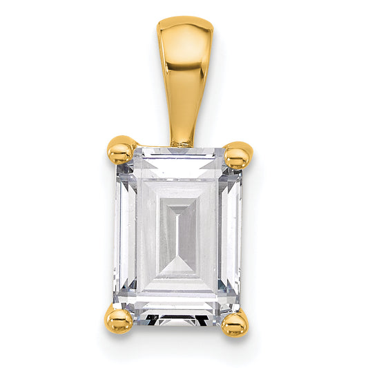 14k Yellow Gold 2 Ct. Lab Grown Diamond VS/SI+ G+ Emerald Four Prong Pendant