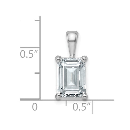 14K White Gold 2 1/2 Carat Certified Lab Grown Diamond Vs/Si+ G+ Emerald Complete Four Prong Pendant