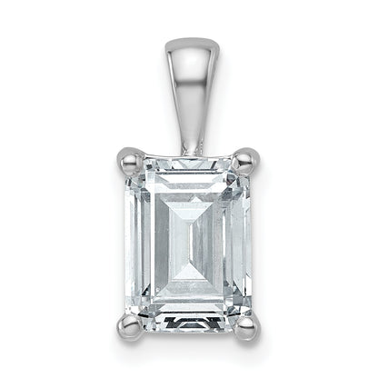 14k White Gold 2 1/2 Ct. Lab Grown Diamond VS/SI+ G+ Emerald Four Prong Pendant