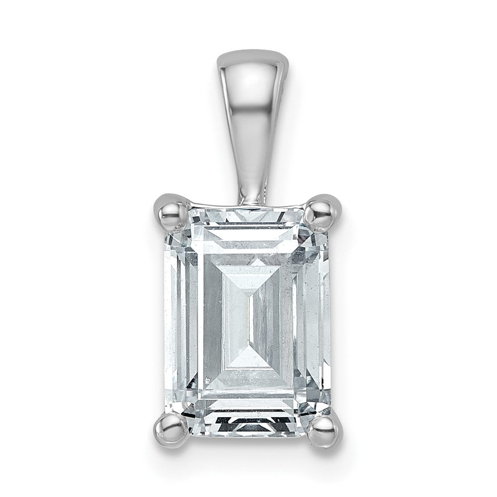14K White Gold 2 1/2 Carat Certified Lab Grown Diamond Vs/Si+ G+ Emerald Complete Four Prong Pendant