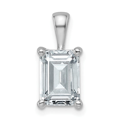 14K White Gold 2 1/2 Carat Certified Lab Grown Diamond Vs/Si+ G+ Emerald Complete Four Prong Pendant