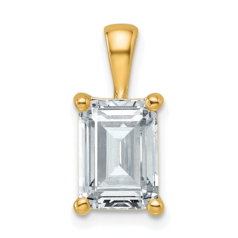 14k Yellow Gold 2 1/2 Ct. Lab Grown Diamond VS/SI+ G+ Emerald Four Prong Pendant