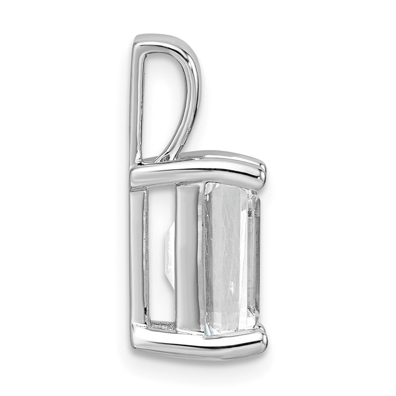 14k White Gold 14k White Gold 3 carat Certified Lab Grown Diamond VS+ F+ Emerald Complete Four Prong Pendant