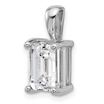 14k White Gold 3 Ct. Certified Lab Grown Diamond VS/SI+ G+ Emerald Four Prong Pendant