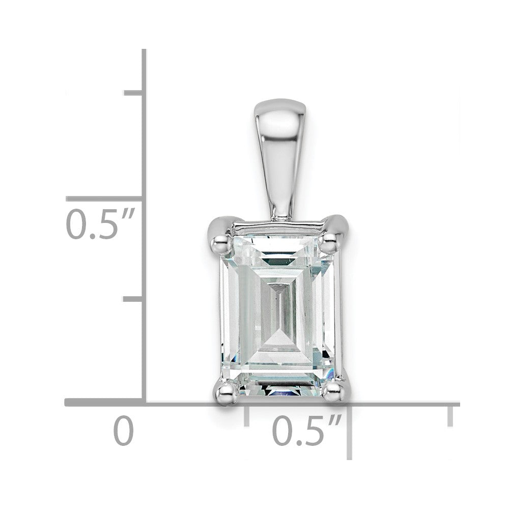 14k White Gold 3 Ct. Lab Grown Diamond VS/SI+ G+ Emerald Four Prong Pendant