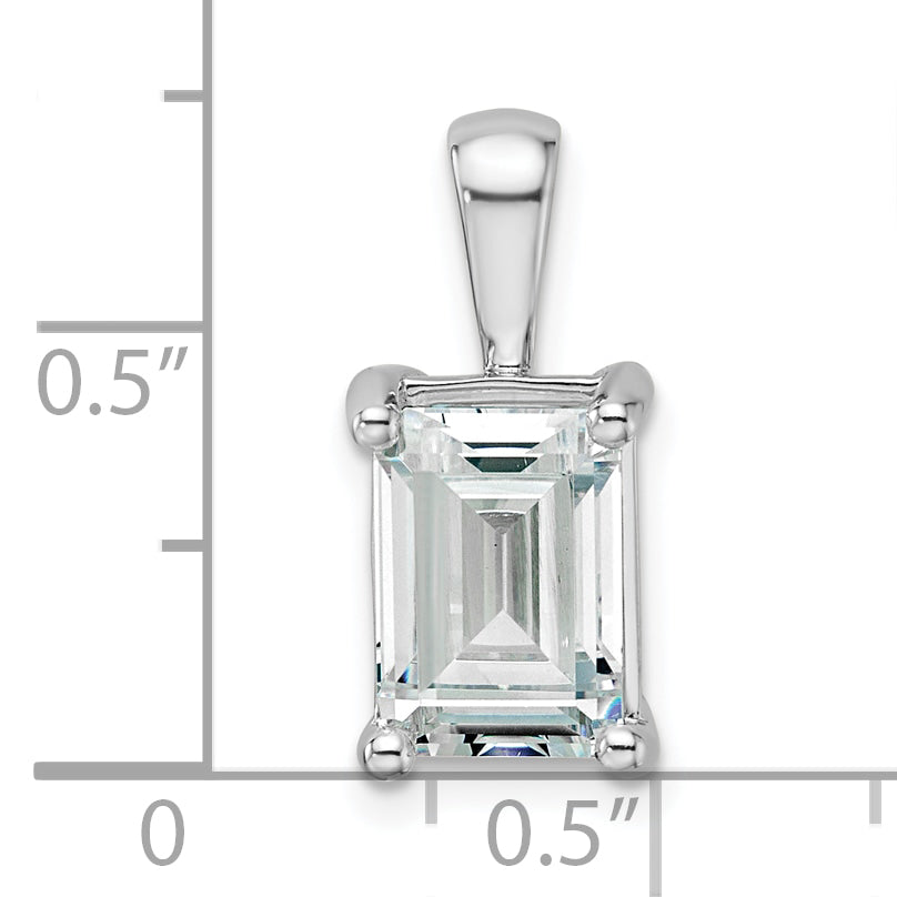 14k White Gold 3 Ct. Certified Lab Grown Diamond VS/SI+ G+ Emerald Four Prong Pendant